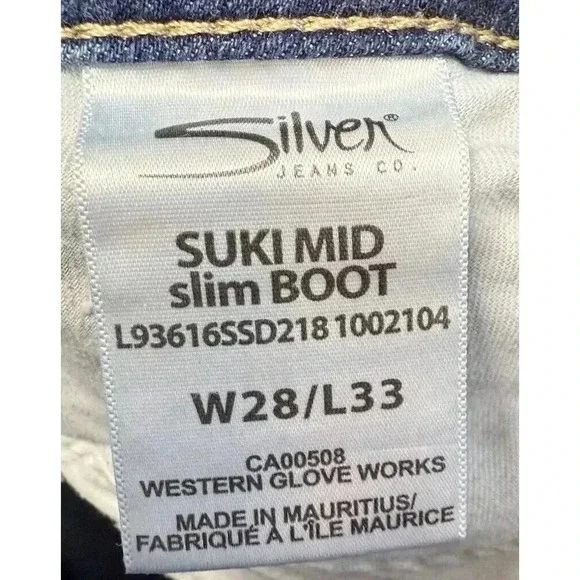 Silver Jeans Women's Size 28 Suki Mid Slim Bootcut Western Cowgirl Blue Denim - Picture 8 of 9